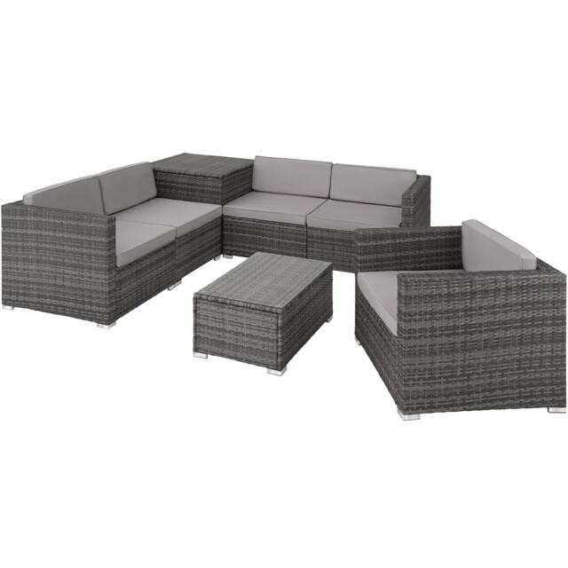Garden Furniture Set Pisa - modular sofa, armchair, coffee table, cushion storage box Grey grey 67 x 75 x 64,50 cm 1