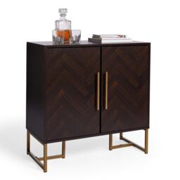 Spinningfield Dark Wood 2 Door Storage Chevron Sideboard Brown