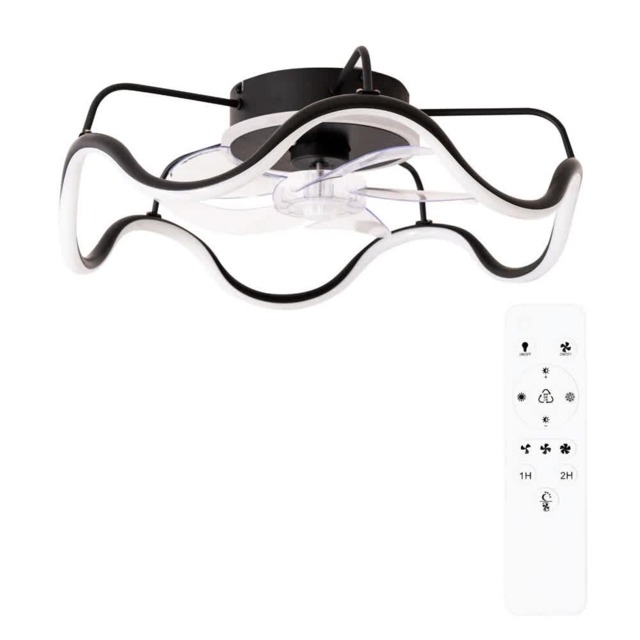 ValueLights Infinity Black Wave Integrated LED Ceiling Fan and Remote