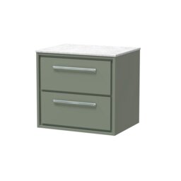 Balterley Framed Design Wall Hung 2 Drawer Vanity with Marble Worktop Green Reed Green 557 x 610 x 460mm