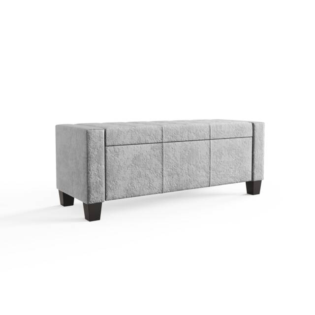 Verona Ottoman Storage Bench Grey Crushed Velvet