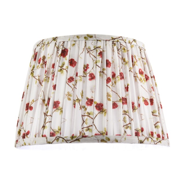 Traditional Red and Green Floral Cotton Fabric Pleated Lamp Shade