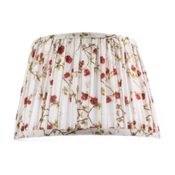 Traditional Red and Green Floral Cotton Fabric Pleated Lamp Shade