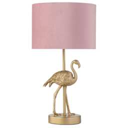 Flamingo - Gold Table Lamp with Pink Velvet Shade Gold Pink Large 1