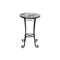 35cm Mosaic Plant Stand and Side Table with Ceramic Tile Top for Indoor and Outdoor Use