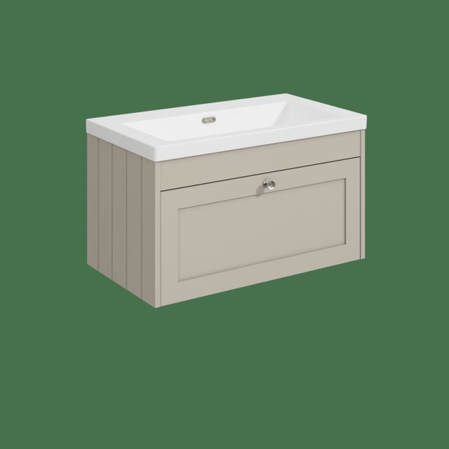 Balterley Wall Hung 1 Drawer Unit with Minimalist Basin No Tap Hole Grey 431 x 800 x 453mm
