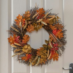 OHS Natural Wall Table Artificial Autumn Home Decor Harvest Wreath, 50cm - Burnt Orange