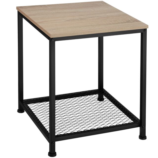 Bedside Table Derby - industrial style, with grid shelf, 45.5 x 45.5 x 55.5 cm Brown industrial wood light, oak Sonoma 45,50 x 45,50 x 55,50 cm 1