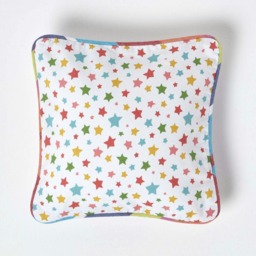 Homescapes Cotton Multi Colour Stars Cushion Cover - 30 x 30 cm Multi Multi colour 30 x 30 cm