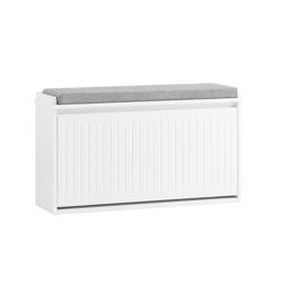 SoBuy Shoe Storage Bench with Cushion, Flip-Down Shoe Rack, White, 31.5x10.2x17.7 in, 26 kg - FSR98-L-W