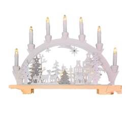 45cm Battery Operated Warm White LED Wooden Arch Reindeer Scene Candle Bridge Christmas Decoration