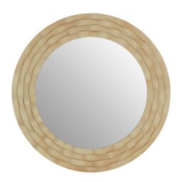 Orsina Antique Silver Wall Mirror, Round Wooden Frame Wall Mirror For Living Room & Hallway, Statement Mirror