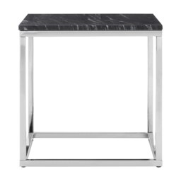 Allure Square Black And White Marble End Table Silver