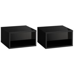Set of Two Floating Bedside Tables - High Gloss Black