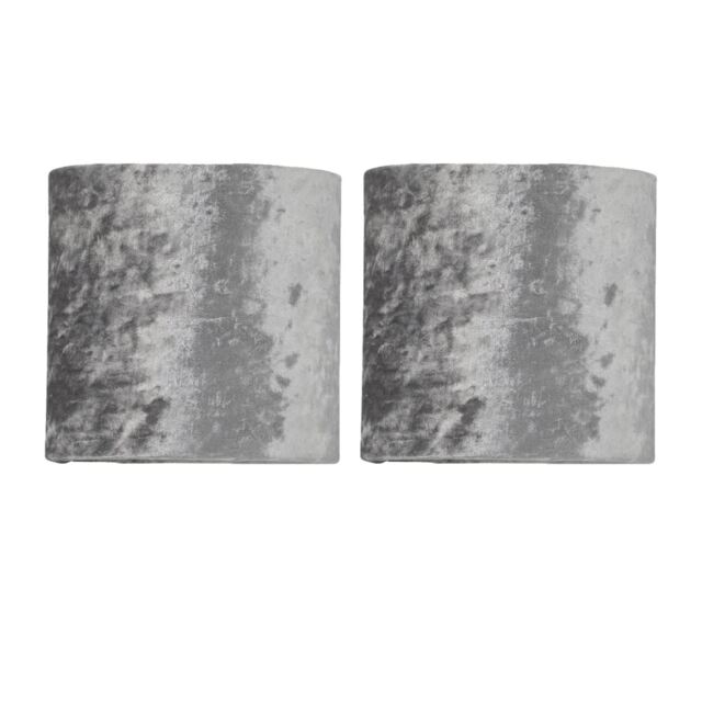 Set of 2 Grey Crushed Velvet 15.5cm Table Lamp Shades Grey Small 2