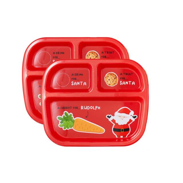Christmas 2 Pack Divided Plate For Santa