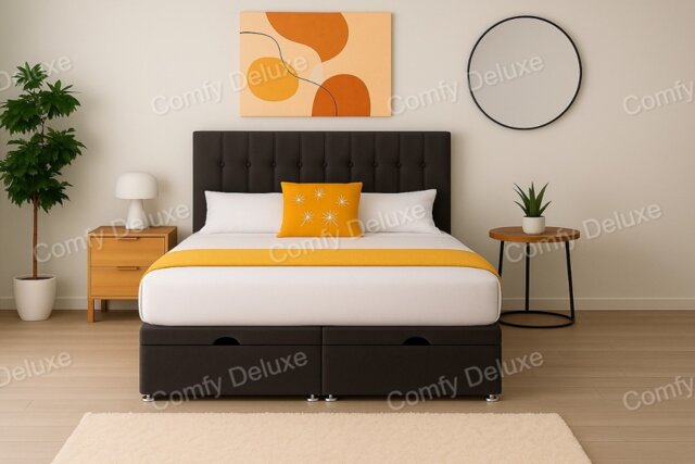 Grey Plush Velvet Ottoman Open Storage Bed 2ft6 Small Single Set