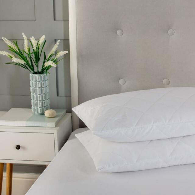 Quilted Pillow Protectors 2PK Soft Touch Microfibre Protector Envelope Closing White