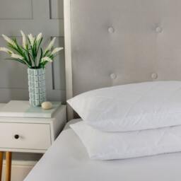 Quilted Pillow Protectors 2PK Soft Touch Microfibre Protector Envelope Closing White