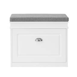 "SoBuy Shoe Storage Bench with Seat Cushion, White, 24"" x 9.4"" x 20.5"", 9.2 kg - FSR82-K-W"
