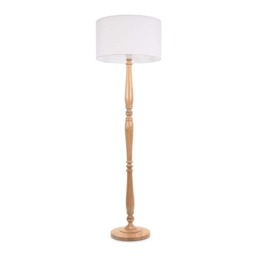 ValueLights Victoria Light Wood Floor Lamp White Shade Brown White
