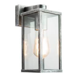Traditional Black Silver Outdoor Lantern Wall Light Fitting with Glass Sides Silver Black/Silver 1