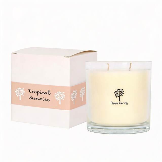 Nicola Spring 400g Soy Wax Scented Candle - 45 Hour Burn Time Relaxation Aromatherapy Gift Ready Jar Candle Clear Tropical Sunrise 1