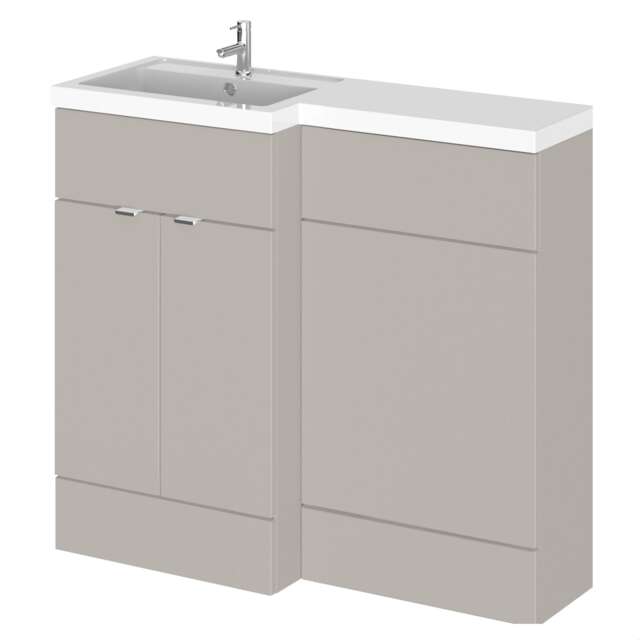 Balterley Alrewas Contemporary 2 Door Left-Hand Floor Standing Combination Unit with Basin, Pebble Grey, 1000mm