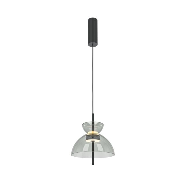 Bangkok II Modern 25cm Dome Pendant Ceiling Light Black 3000K 1300lm Grey Shade