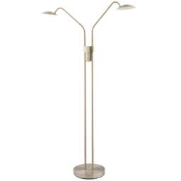 Double Arm Nickel Floor Lamp with Dimmer and Colour Control Warm-Cool White Silver Satin Nickel 1