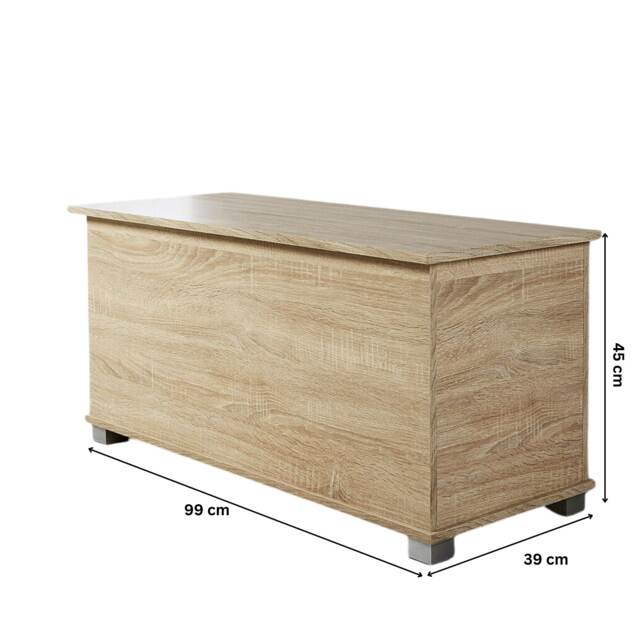 Ottoman Storage Chest Toy Bedding or Blanket Box Large Wooden Home Brown Oak