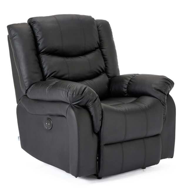 Seattle Electric Automatic Recliner Home Lounge Bonded Leather Chair (Black)
