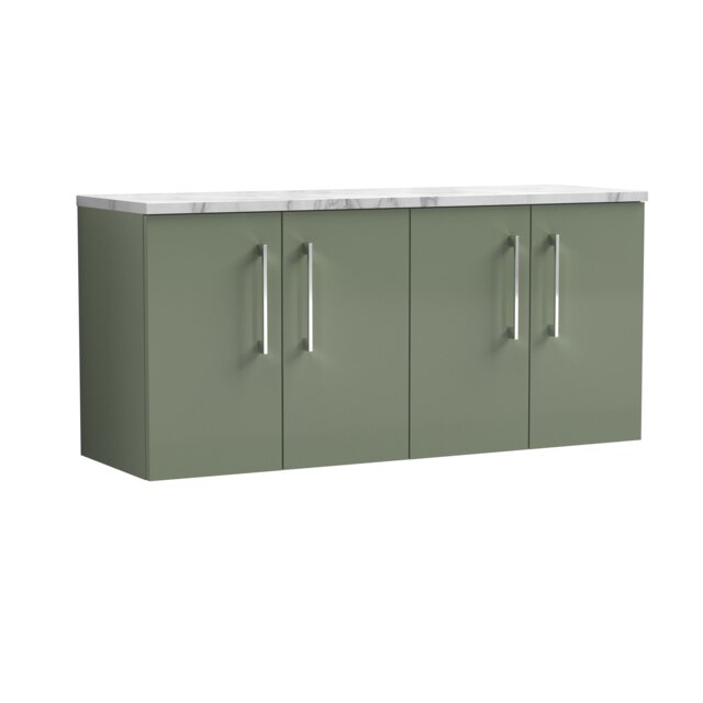 Balterley Level Wall Hung Vanity Unit with Laminate Worktop for Modern Bathroom Storage Green Satin Green