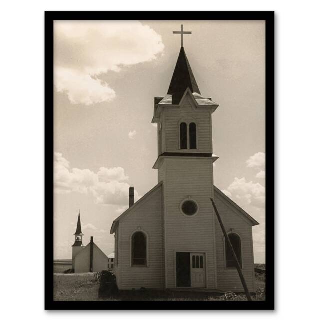 Dorothea Lange Churches of High Plains South Dakota Framed Wall Art Print A3