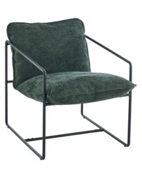 Tivoli Occasional Chair - L90 x W65 x H84 cm - Black Metal - Green Fabric