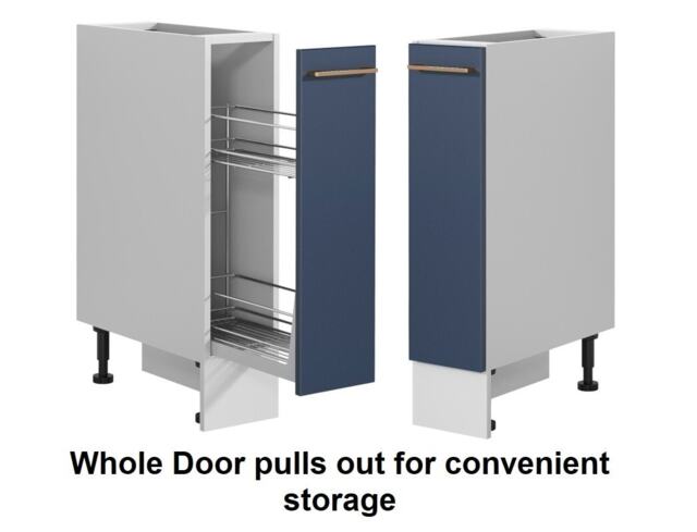 Kitchen Cabinet Pull Out Storage Basket 200mm Unit Navy Blue Base Cupboard Nora