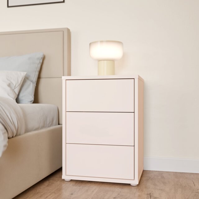 Alice Springs Bedside Cabinet with 3 Drawers Push-to-Open in Sand