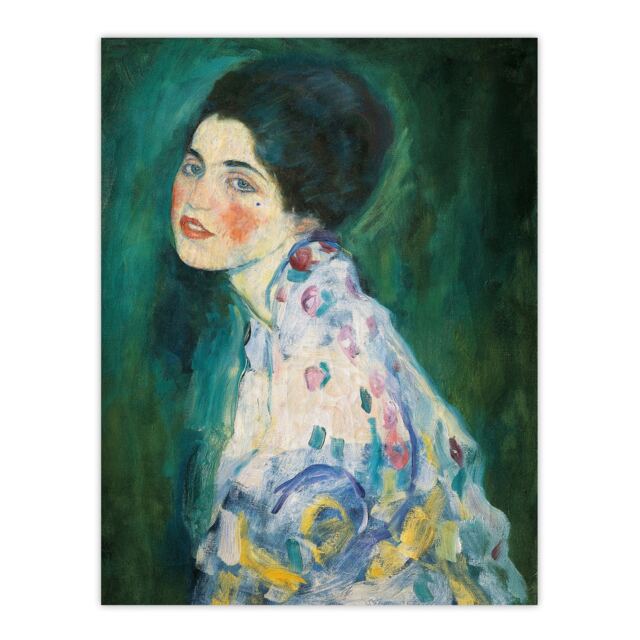 "Portrait of a Lady in Floral Dress Klimt Wall Art Poster Print 12X16"""
