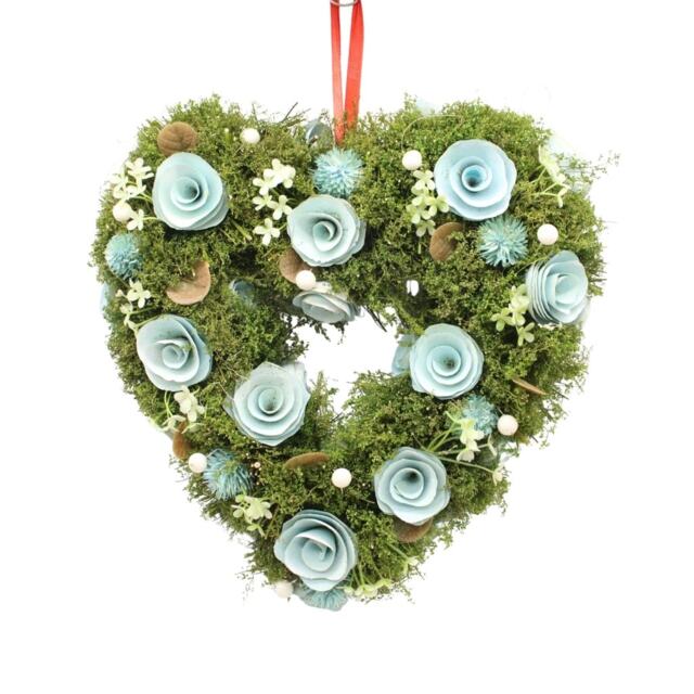 Large Heart Shaped Wreath Valentine Wall Hanging Door Window Wedding Home Decor Blue Blue 1