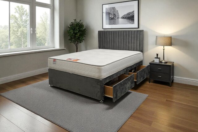 "Emily Plush Bed Set, 4 Drawers With Mattress, & 24""Headboard"
