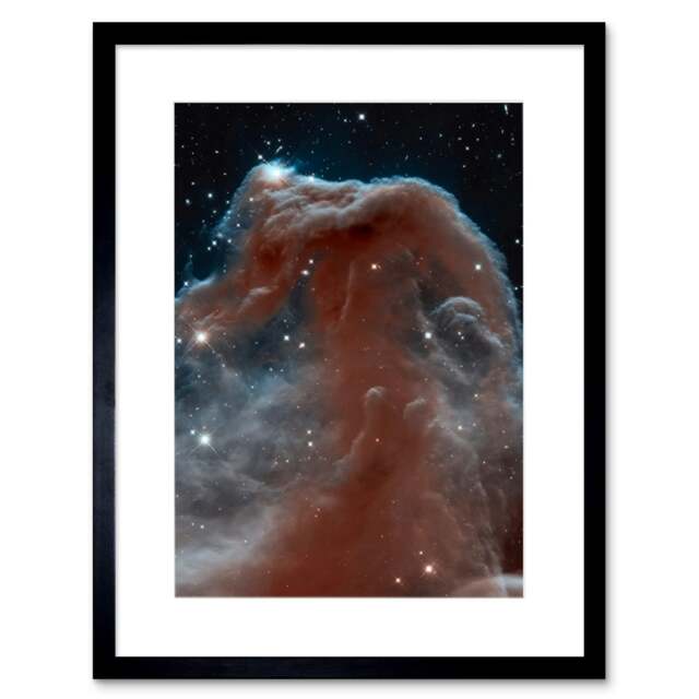 "Hubble Space Horsehead Nebula Orion Constellation 9x7"" Black Framed Wall Art Print"