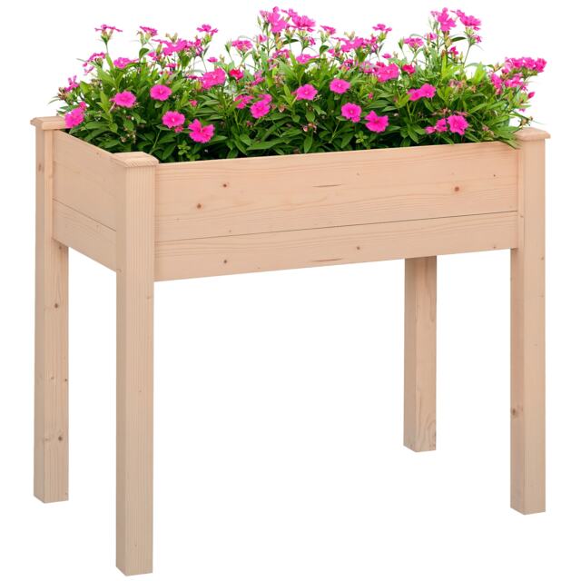 Outsunny Garden Wooden Planter Flower Raised Bed Herb Grow Box Container