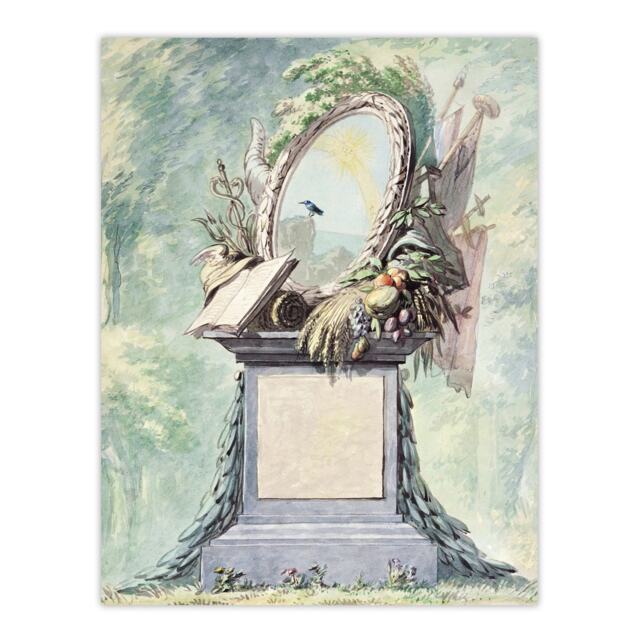 "18th Century Monument Design Watercolour Schouman Wall Art Poster Print 24X32"""