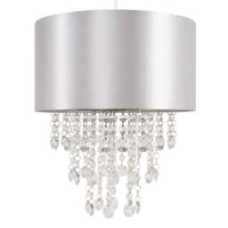 ValueLights Jesmond Pair Grey Acrylic Droplet Grey Ceiling Pendant Shades and Bulbs