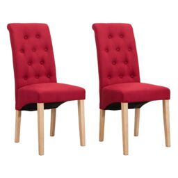 MCC Direct Set of 2 Linen Fabric Dining Chairs High Back Top Scroll Kitchen Accent Chairs