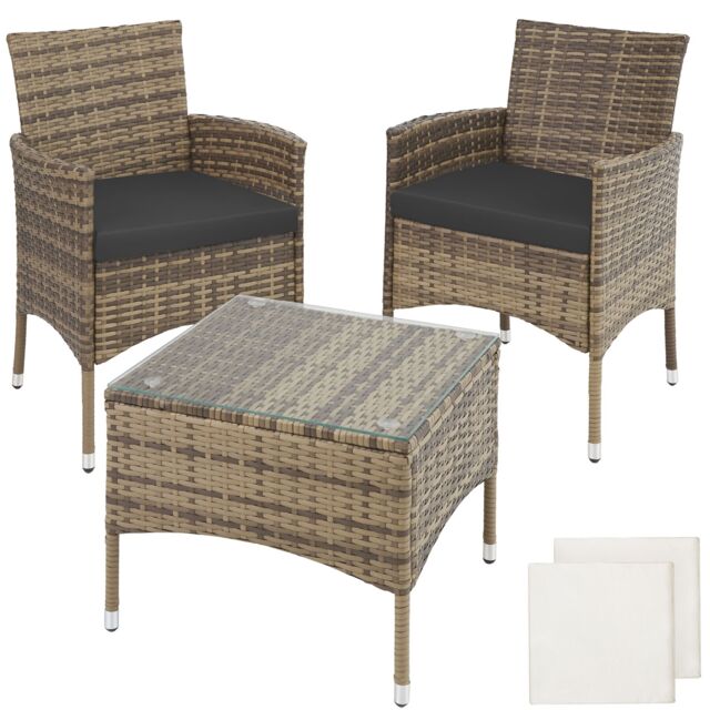 Garden Furniture Set Lucerne - 2 armchairs, coffee table, two sets of cushion covers Cream nature 84 x 60 x 61 cm 1