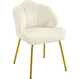 Yaheetech Vanity Chair with Shell-shaped Backrest and Golden Metal Legs for Living Room-Beige