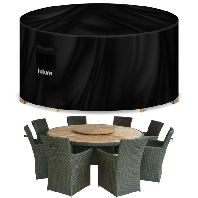 Futura Round 230x100cm Waterproof Garden Furniture Cover 420D Black Black 230x100cm 1