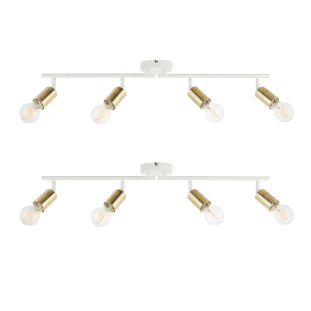 Set of 2 Journey - Matt White Gold 4 Way Adjustable Ceiling Spotlights