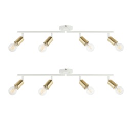 Set of 2 Journey - Matt White Gold 4 Way Adjustable Ceiling Spotlights